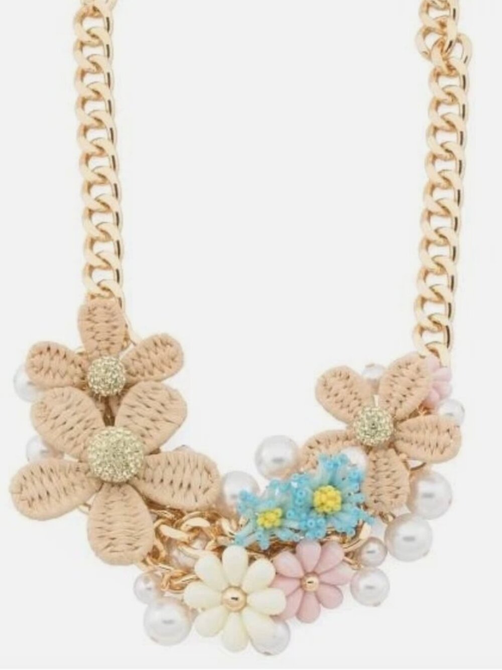 NWT BETSEY JOHNSON GOLD PLATED FLOWER BIB NECKLACE